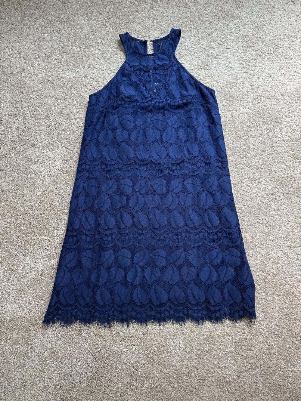 Francesca's Collections Navy Lace Halter Midi Dress